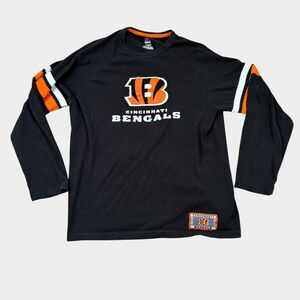 Cincinnati Bengals Majestic Shirt Mens XL Black Long Sleeve NFL Football Raglan